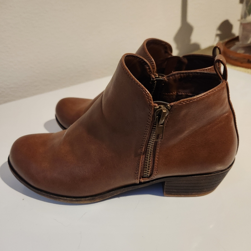 Brown Leather Ankle Boots Wide Fit